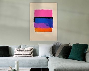 Minimalism Abstract Painting Pink Orange Black Blue by Niklas Maximilian
