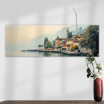 Fishing village on a mountain lake