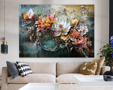 Flower art | Lush Flower Painting Texture by ARTEO Paintings