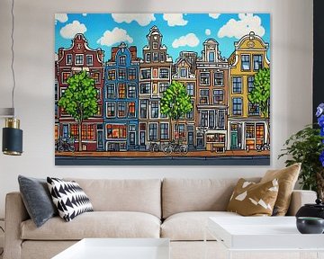 Schilderij van Amsterdam van Abstract Schilderij