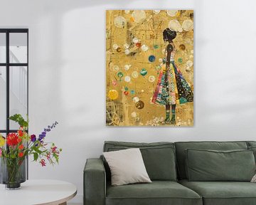 Vrouwenfiguur van Abstract Schilderij