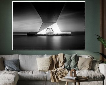 Infinite Perspectives - Zeelandbrug in black and white by Rene van Heerdt