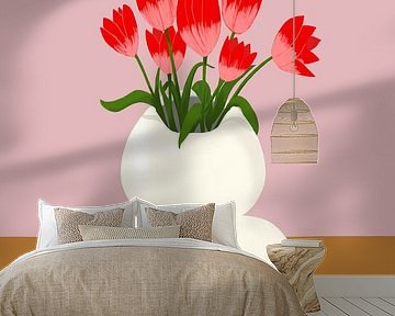 Tulpen in weißer Vase von Linda van Moerkerken