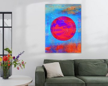 Droom - Cirkel Blauw Rood van Claudia Gründler