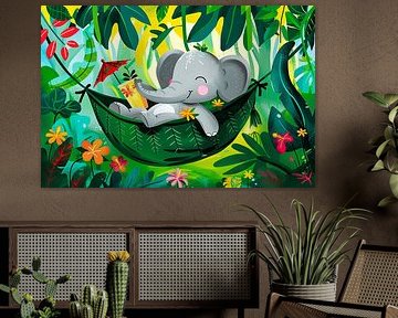 Olifant ontspant in een jungle