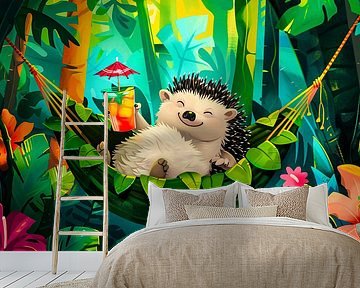 Egel in kleurrijke tropische jungle