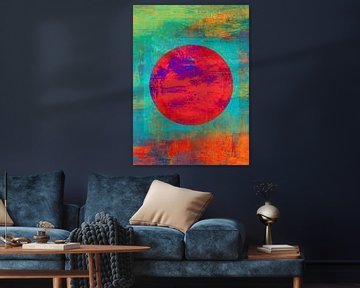 Droom - Cirkel Groen Rood Oranje van Claudia Gründler