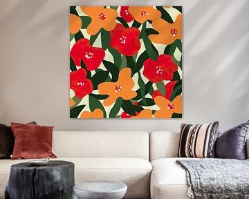 Flowers in Red & Orange by Lauri Creates
