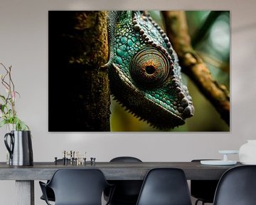 Kleurrijke close-up kameleon oog van Imperial Art House