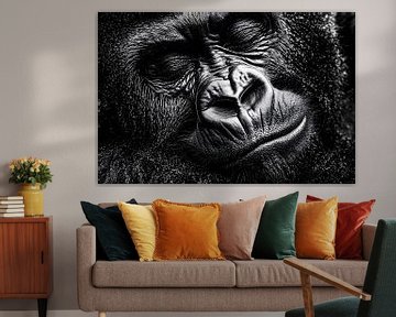 Slapende gorilla in zwart-wit van Imperial Art House