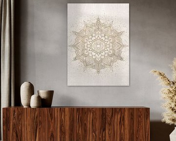 Gouden boho sprankelende mandala op beige van Bloomery Decor