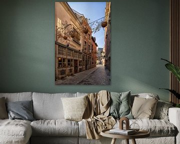 Aachen's Körbergasse with a view of the cathedral - historic old town romance by Rolf Schnepp