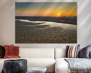 Zonsondergang aan het strand bij Petten van peterheinspictures