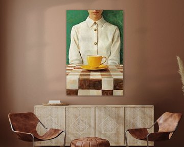 Koffie op Geblokt Tafelkleed no.2 van Studio BB
