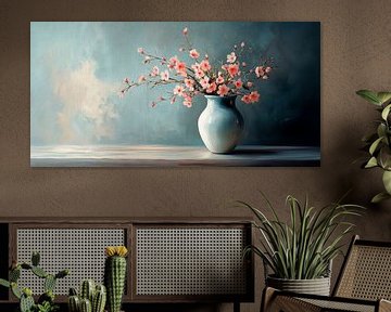 Sereniteit in Turquoise en Zachte Bloesems no.1 van Studio BB