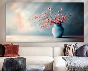 Sereniteit in Turquoise en Zachte Bloesems no.4 van Studio BB