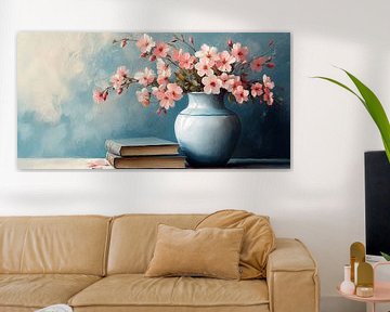 Sereniteit in Turquoise en Zachte Bloesems no.5 van Studio BB