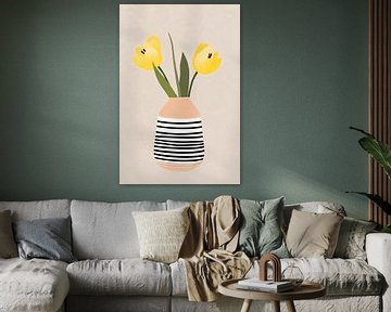 Strepen & Tulpen in zacht Roze van Studio BB