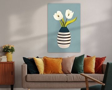 Strepen & Tulpen in Blauw van Studio BB