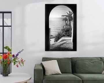 Nerja beach on the Costa del Sol in black and white by Manfred Voss, Black-White Photography