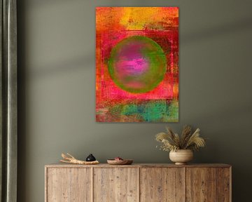 Illusie met cirkel groen rood roze van Claudia Gründler