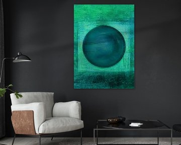 Illusion with circle night blue green by Claudia Gründler