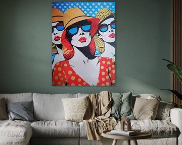 Pop Art Portret drie vrouwen retro zomer graphic van gm_designs