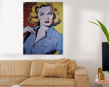Pop art portret vrouw elegante blouse retro grafisch van gm_designs