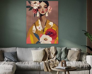 Buntes modernes Porträt von Carla Van Iersel