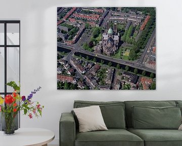Historische Luftaufnahme des Haarlemer Stadtzentrums mit der St.-Bavo-Kirche von Frans Rombout