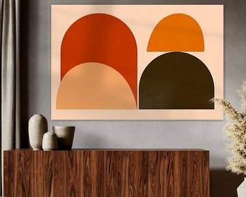 Warm Vintage Arch Abstraction Mid-Century Modern Bauhaus by Mad Dog Art
