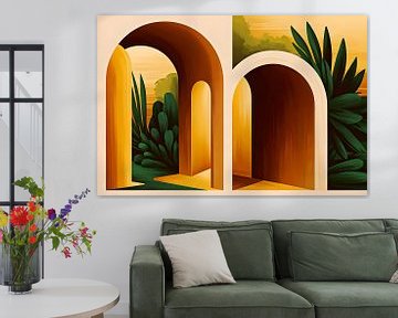 Vintage Arch Garden Architecture Landscape Mid-Century Modern Bauhaus by Mad Dog Art