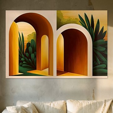 Vintage Arch Garden Architecture Landscape Mid-Century Modern Bauhaus