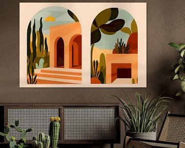 Vintage Arch Architecture Landscape Mid-Century Modern Bauhaus by Mad Dog Art