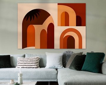 Warm Vintage Arch Architecture Landscape Mid-Century Modern Bauhaus by Mad Dog Art