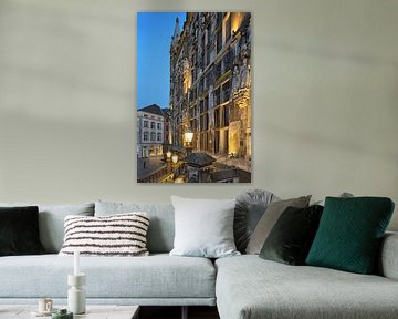 Stadhuis van Aken op het blauwe uur - architectuur in magisch licht van Rolf Schnepp