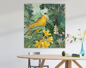 Yellow Parrots in Green Jungles von Marja van den Hurk