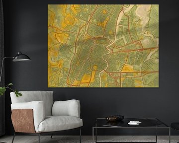 Stadtplan Haarlem | Wüstenblüte | Grüner Ocker von Map Art Studio