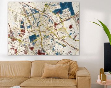 City map Groningen | Midnight Gold | Red-Blue-Gold by Map Art Studio
