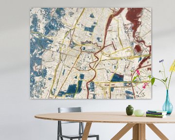 Stadtplan Haarlem | Mitternachtsgold | Rot-Blau-Gold von Map Art Studio