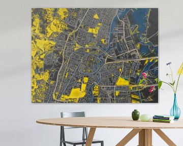 Stadtplan von Haarlem | Ivory Eclipse | Schwarz und Gelb von Map Art Studio
