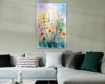 Botanische kunst. Sfeervol en dromerig. Zomerse Bloementuin van Studio Pieternel