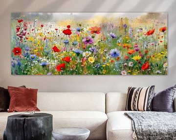 Sommer! Panorama eines fröhlichen Blumenfeldes. von Studio Pieternel