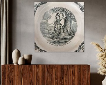 Nationale heldin detail  in oud frans bordje van Blond Beeld
