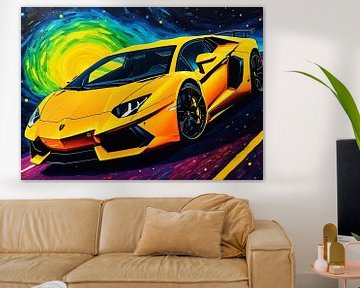 Lamborghini Aventador Geel - Galactische Nacht Editie van MIROKKU
