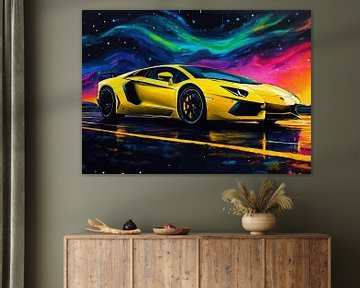 Lamborghini Aventador Geel 2- Galactische Nacht Editie van MIROKKU