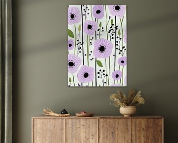 Marimekko Geïnspireerde Lichtpaarse Bloemetjes van Danny van Eldik - Perfect Pixel Design