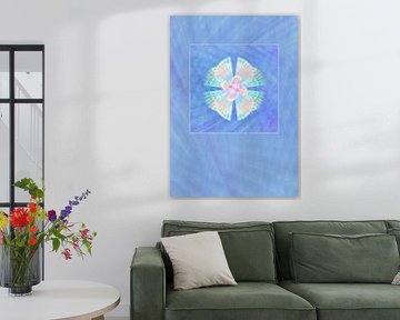 Ornament Muschel Blau, Türkis und Rosa Hochformat von Claudia Gründler