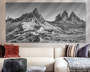 Dolomieten met de drie toppen in zwart-wit van Manfred Voss, Zwart-Wit Fotografie