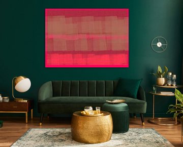 Abstract in wijnrood, neonroze en taupe. van Dina Dankers